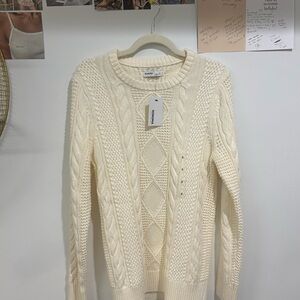 Women's Cream Cable Knit Sweater - Rory Gilmore Inspired 🧸 NWT Sonoma